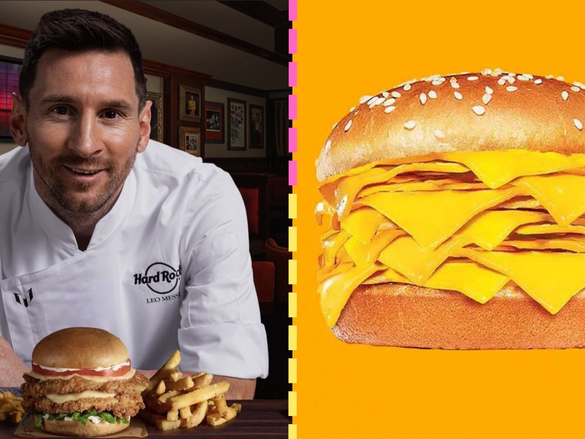 Hamburguesa de Messi y hamburguesa con queso