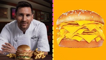 Hamburguesa de Messi y hamburguesa con queso