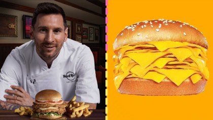 Hamburguesa de Messi y hamburguesa con queso