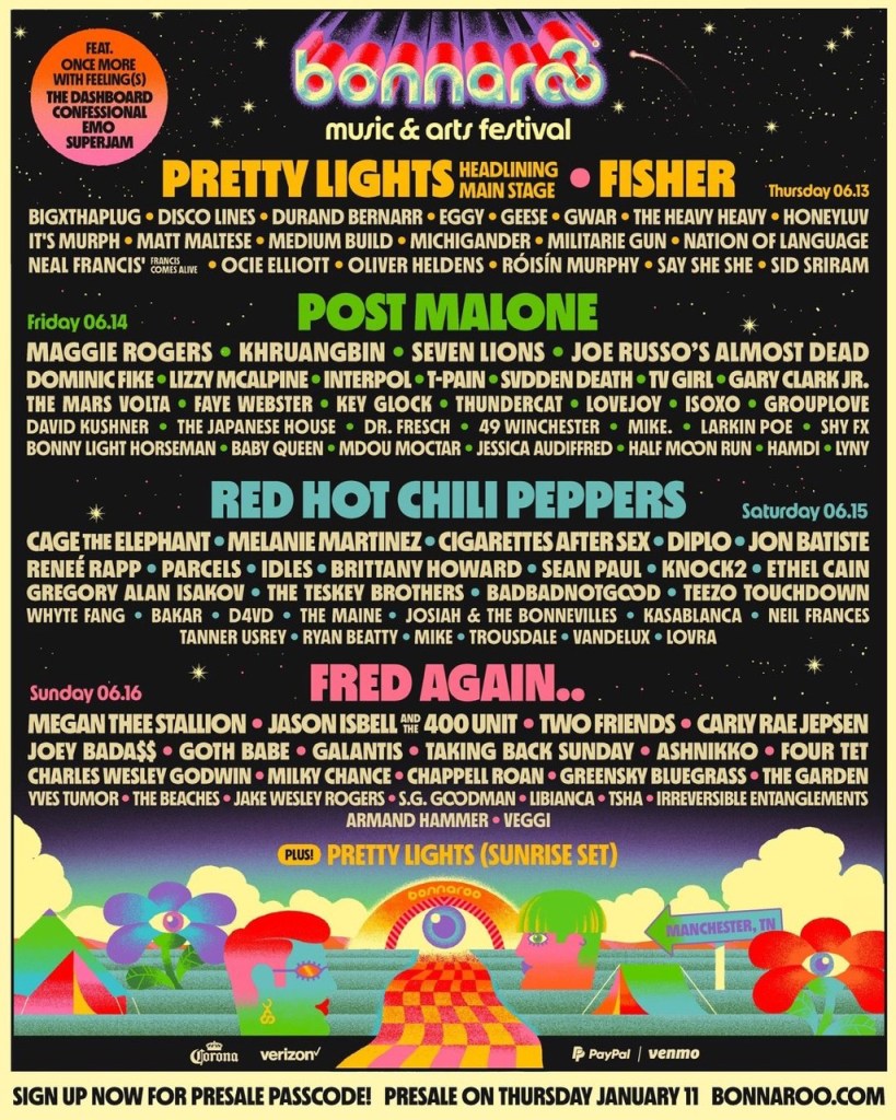 Bonnaroo 2024 Post Malone, Red Hot Chili Peppers y Fred Again
