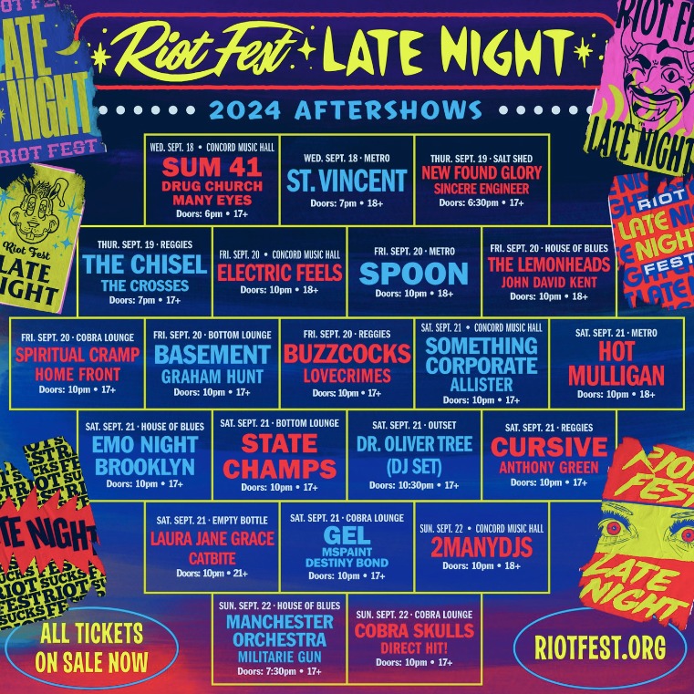 horarios Riot Fest 2024 Riot Fest 2024 Chicago