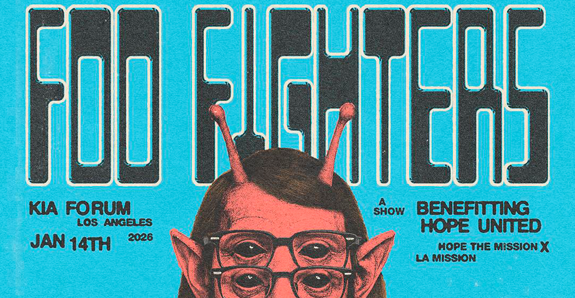 Póster del concierto benéfico de Foo Fighters en el Kia Forum el 14 de enero de 2026, a beneficio de Hope United y Hope The Mission.